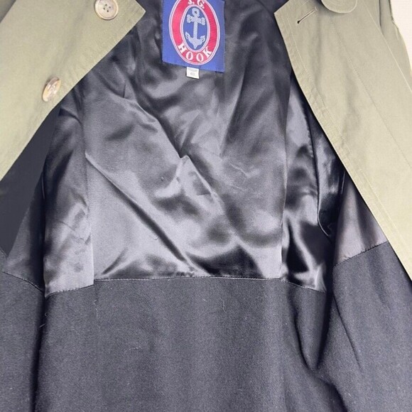 Vintage J.G. Hook Trench Coat Men Removable Liner Collar Army Green Fall Outdoor - Picture 8 of 14